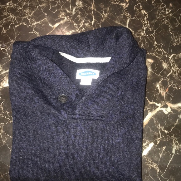 Boys cowl neck blue sweater with one button - Picture 4 of 4
